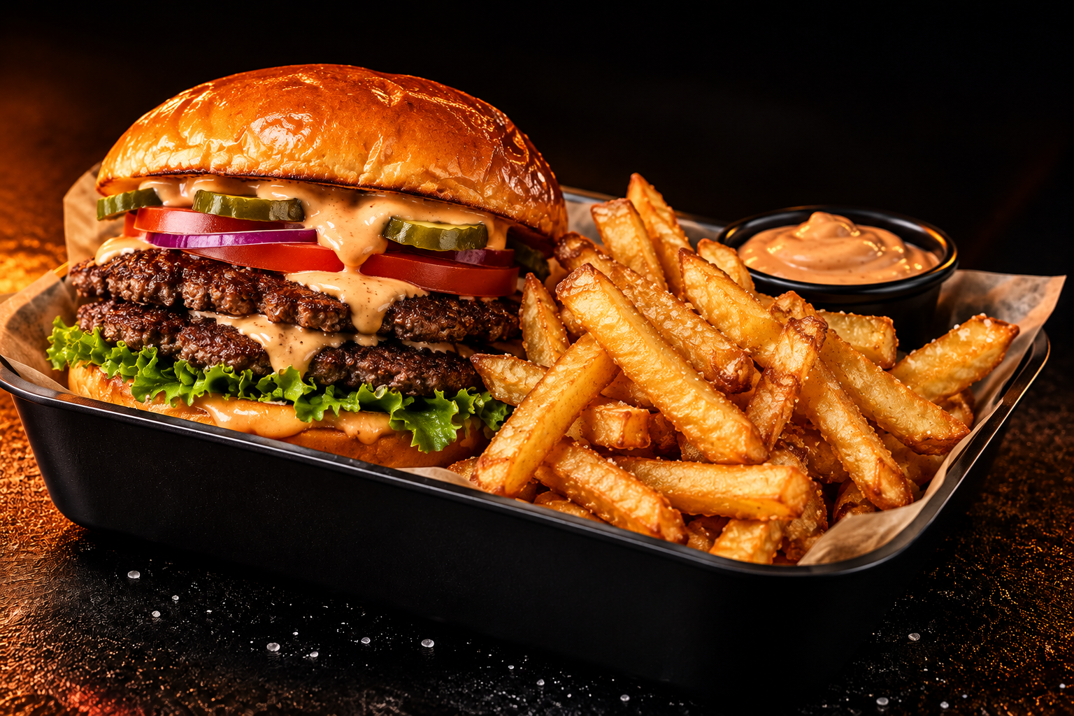 Smash Burger mit Fries